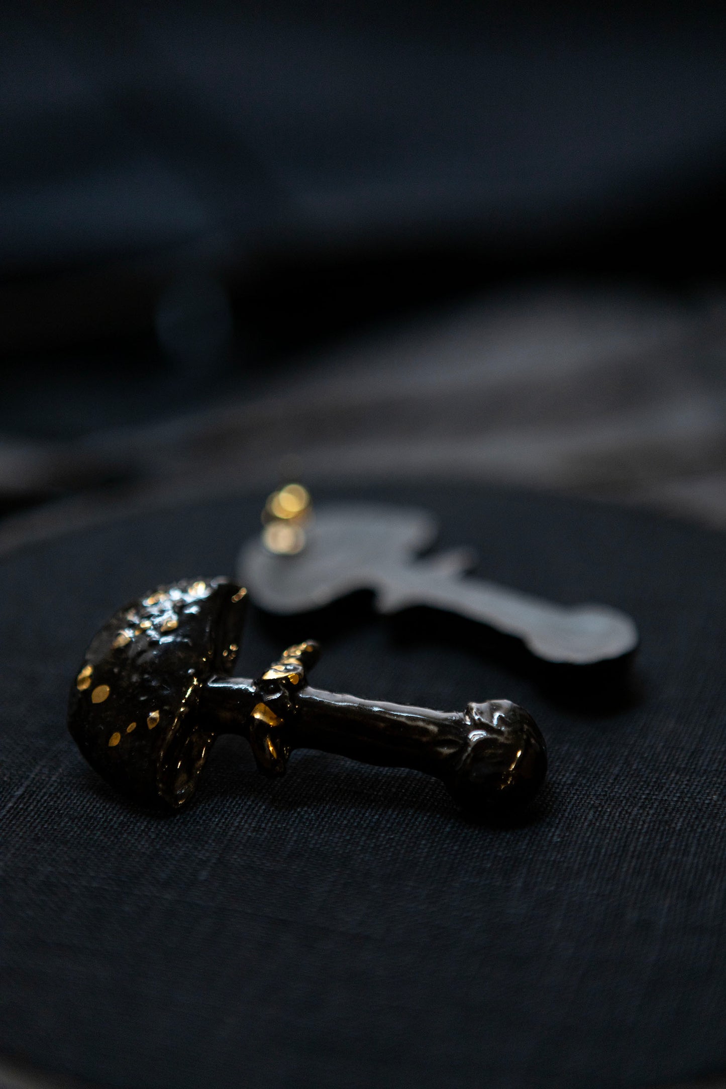 black porcelain mushroom earrings